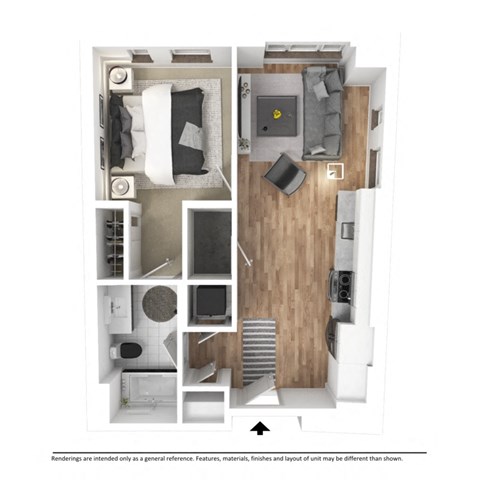 Floor plan for 1 bed, 1 bath, 940 sqft
